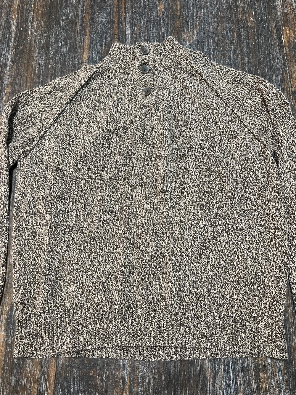 Men's Marled Turtleneck Button Sweater — Brown 100% Cotton